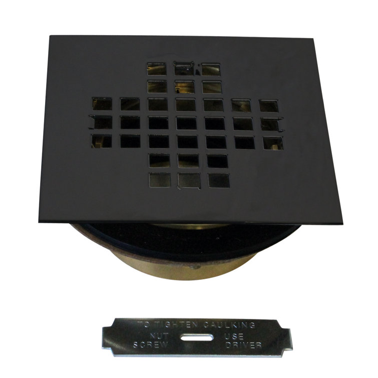 Matte Black Square Grate Shower Drain Cover with Brass Pipe