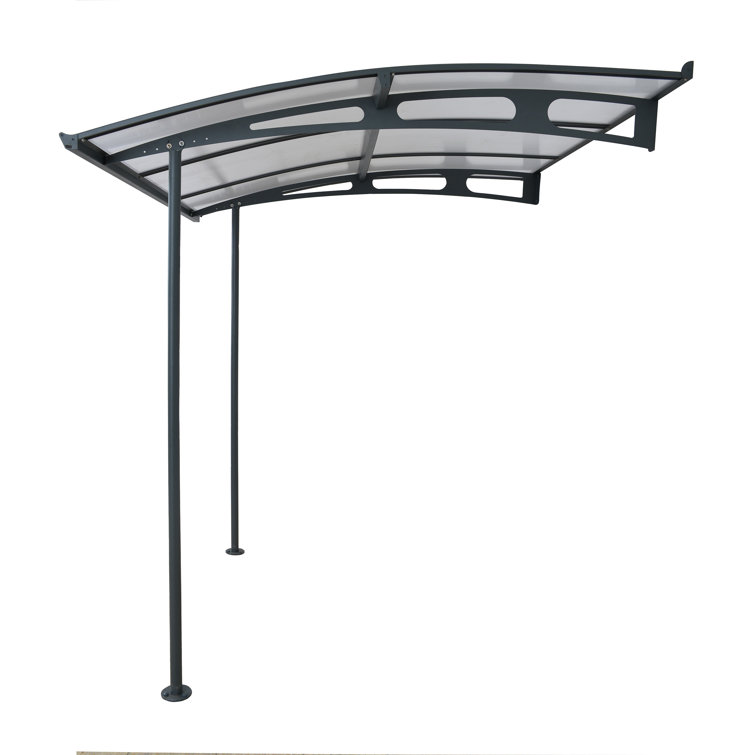 Vega 7' x 7' Gray Acrylic and Steel Door Awning