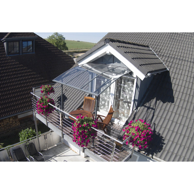 Vega 7' x 7' Gray Acrylic and Steel Door Awning