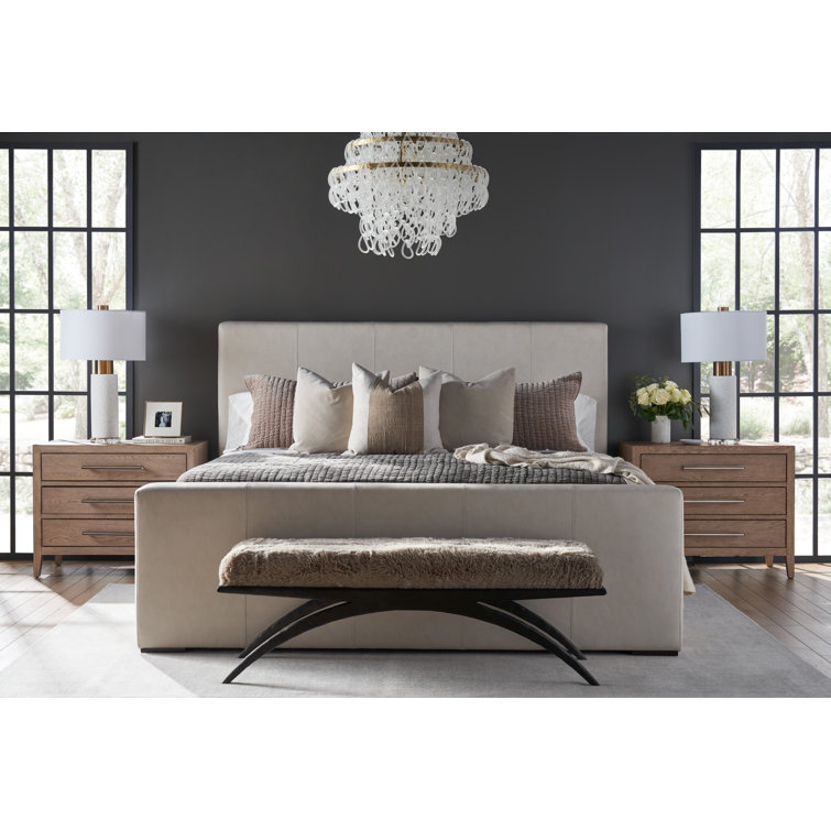 King Size Markham Frost Leather Upholstered Bed