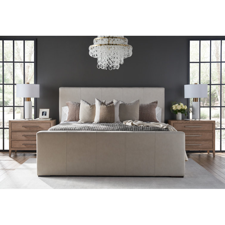 King Size Markham Frost Leather Upholstered Bed