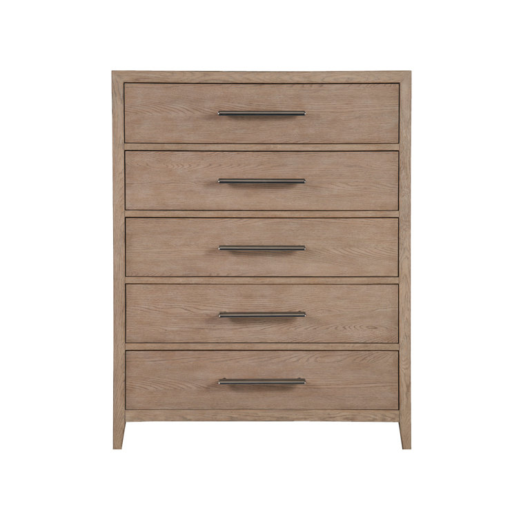 Gray Oak 44" Wide Cove Drawer Chest with Aged Satin Pewter Hardware