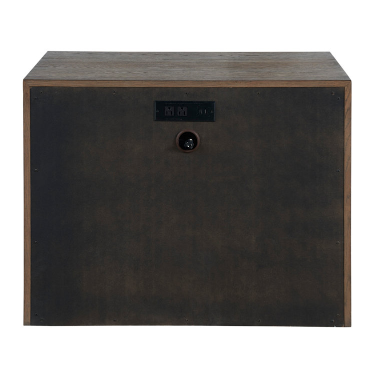 Atlas Medium Brown Oak 2-Drawer Nightstand with Bronze Pull