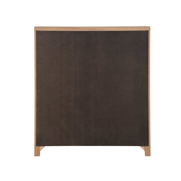 Natural Oak 10-Drawer Modern Chest with Dark Pulls