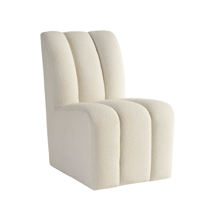 Ivory Upholstered Modern Side Chair with Tufted Design