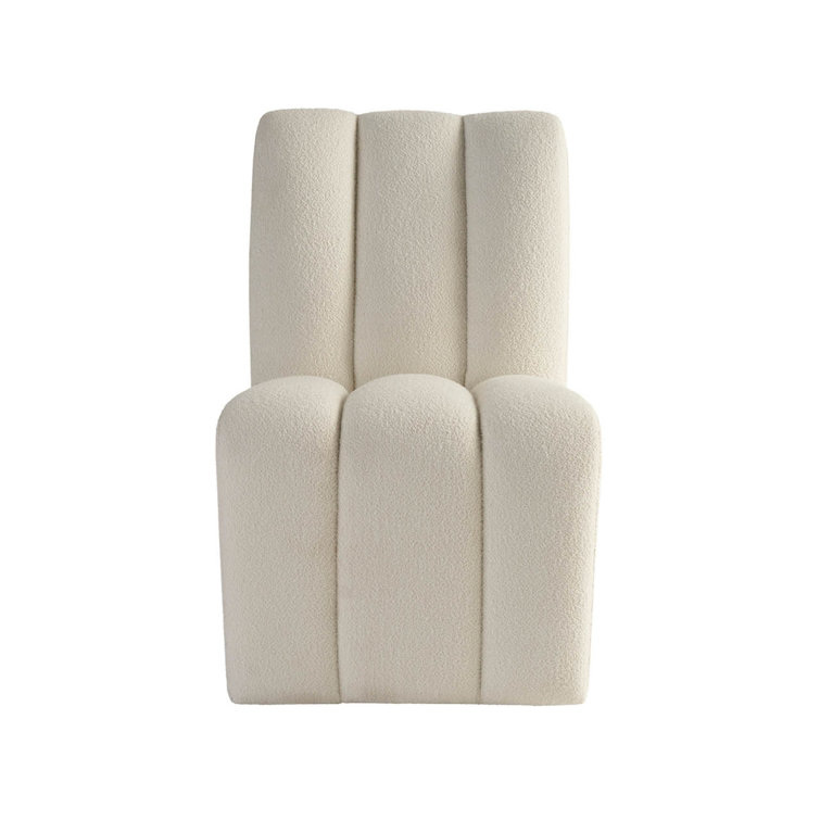 Ivory Upholstered Modern Side Chair with Tufted Design