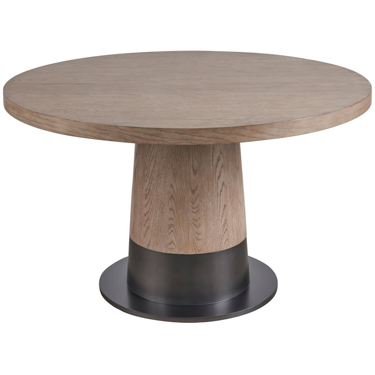 Gray Oak Extendable Round Mid-century Modern Dining Table