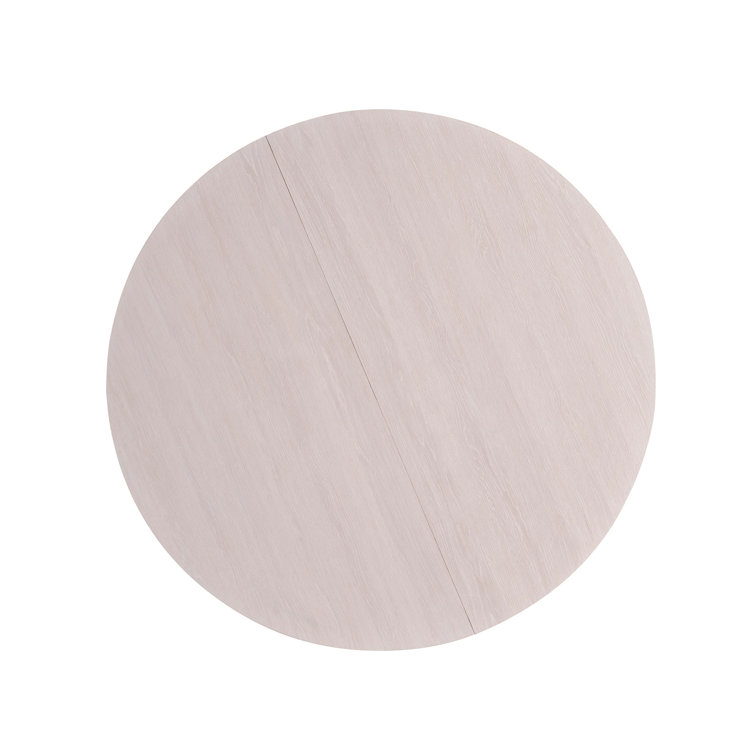 White Oak and Satin Pewter Round Extendable Dining Table