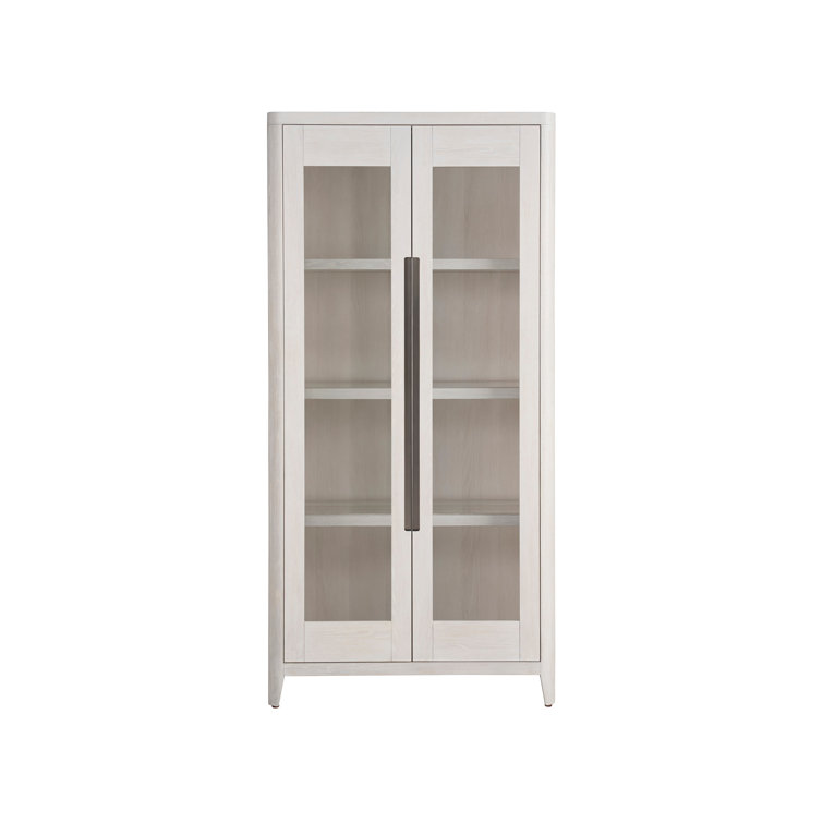 Tall White Oak Modern Display Cabinet with Glass Doors