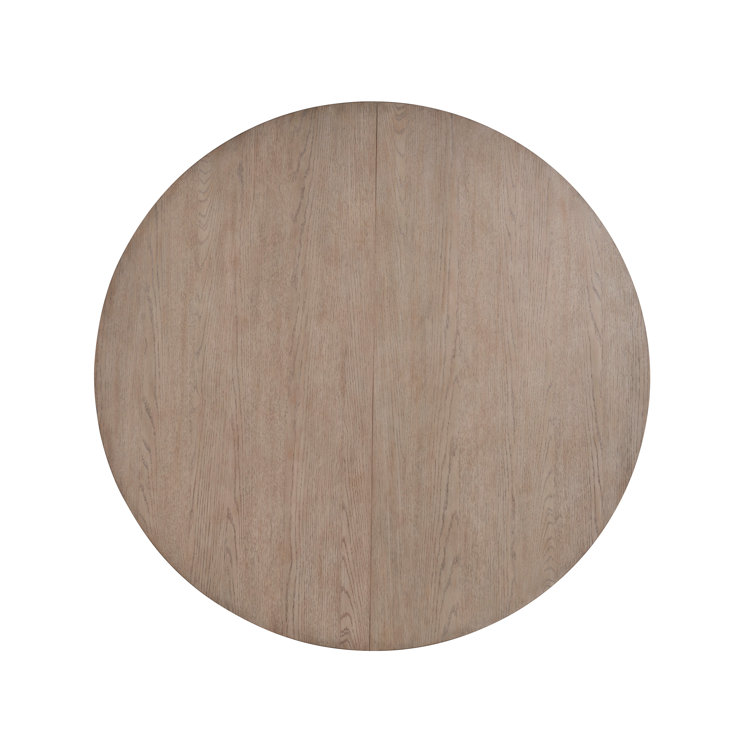 Gray Oak Extendable Round Mid-century Modern Dining Table
