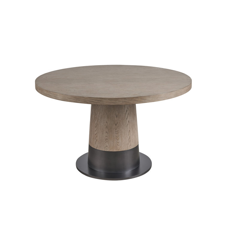 Gray Oak Extendable Round Mid-century Modern Dining Table