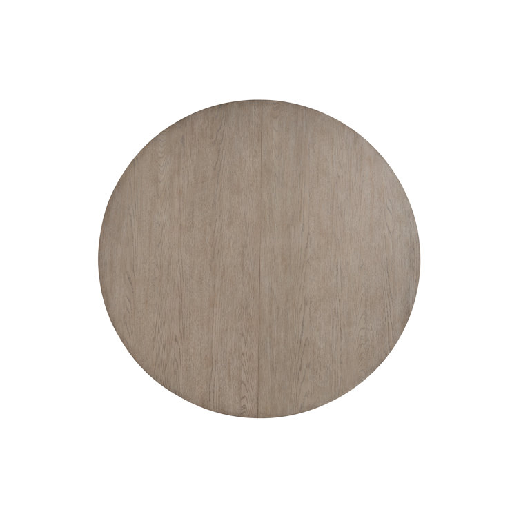 Gray Oak Extendable Round Mid-century Modern Dining Table