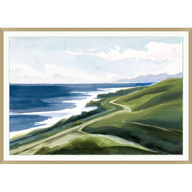 Sparkling Seascape Coastal Landscape Print in Natural Frame
