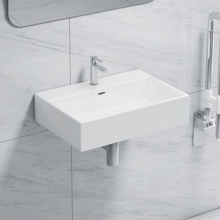 Turner 24" White Ceramic Rectangular Wall-Mount Bathroom Sink