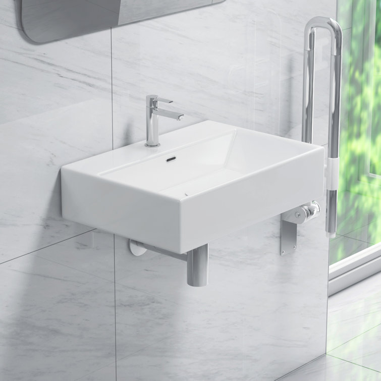 Turner 24" White Ceramic Rectangular Wall-Mount Bathroom Sink