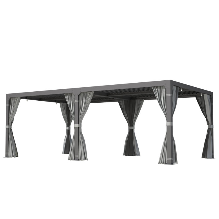 Black Aluminum 24 ft. x 12 ft. Pergola with Canopy