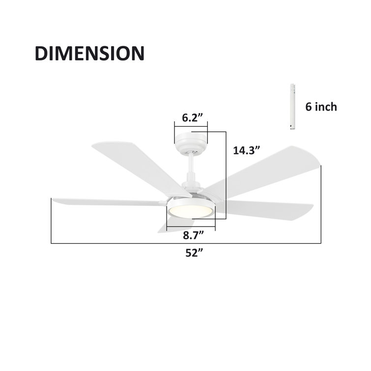 Wilkes 52'' White Manufactured Wood Smart Ceiling Fan with Glass Shade