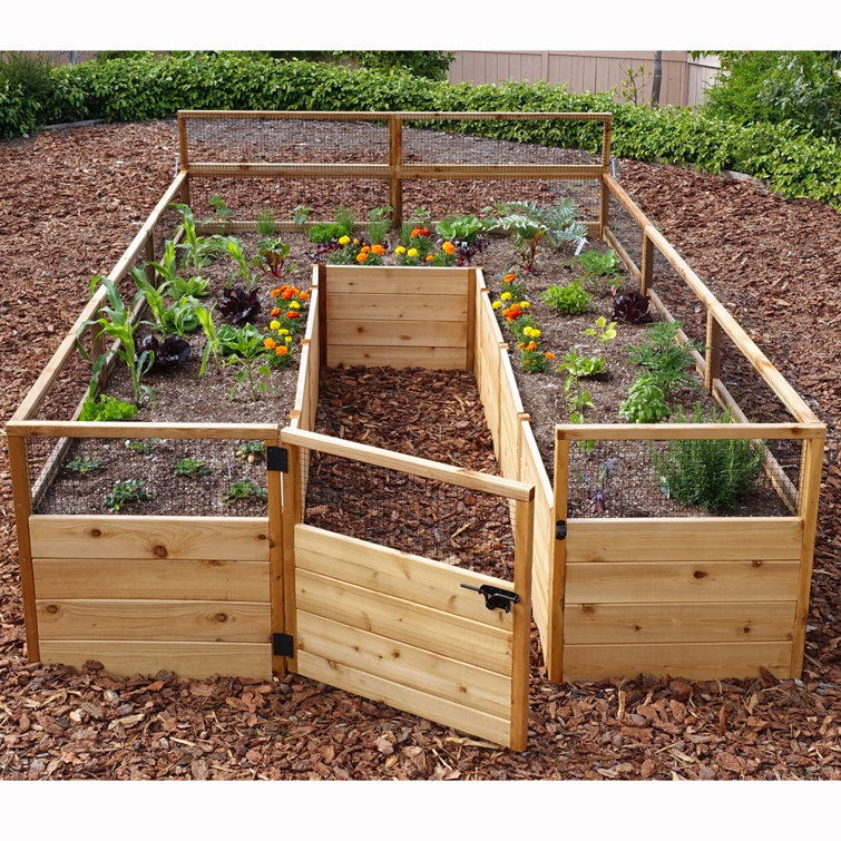 12 ft Cedar Raised Garden Bed with Wire Mesh