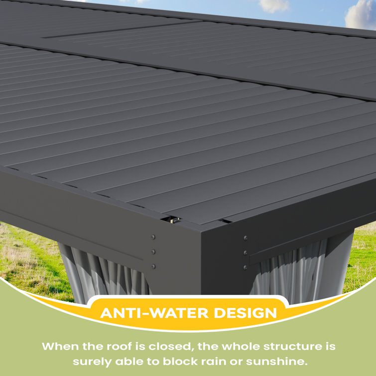 Black Aluminum 24 ft. x 12 ft. Pergola with Canopy