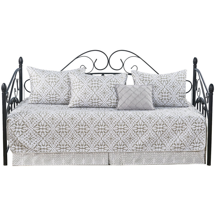 Bellamy Gray Microfiber Reversible Daybed Quilt Set