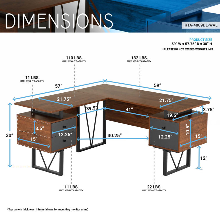 Gray L-Shaped Computer Desk with Drawers and File Cabinet