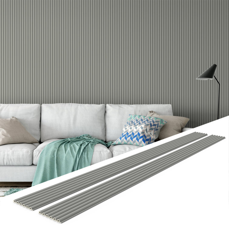 Gray 6.2" x 102" 3D Textured Vinyl Slat Wall Panels