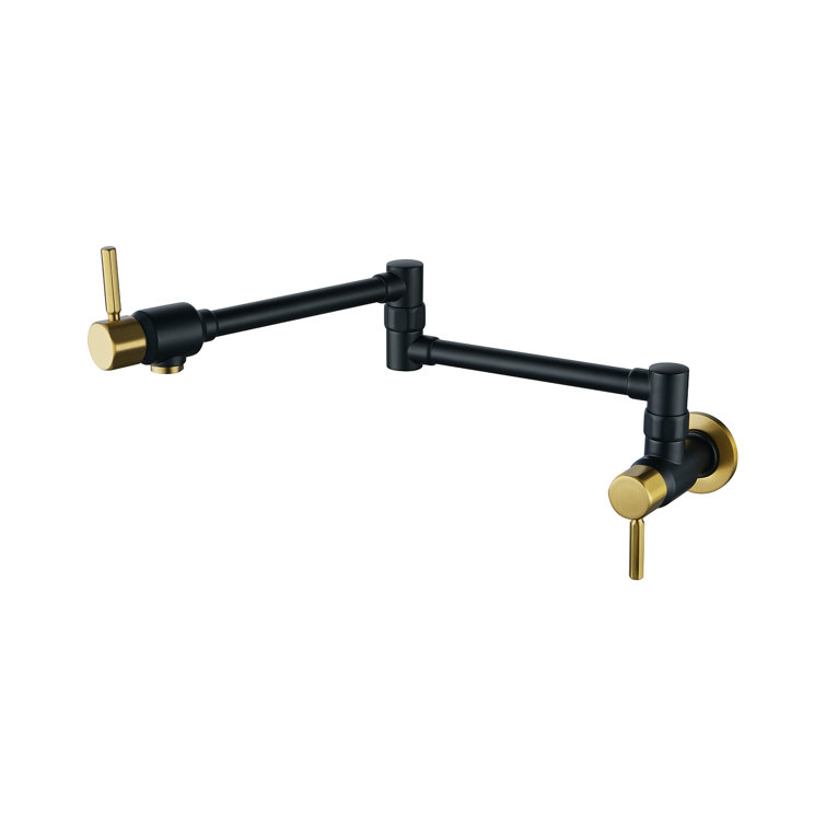 Matte Black and Gold Wall Mounted Pot Filler Faucet