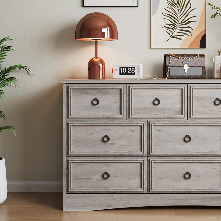 Gray Wood Grain 10-Drawer Horizontal Dresser