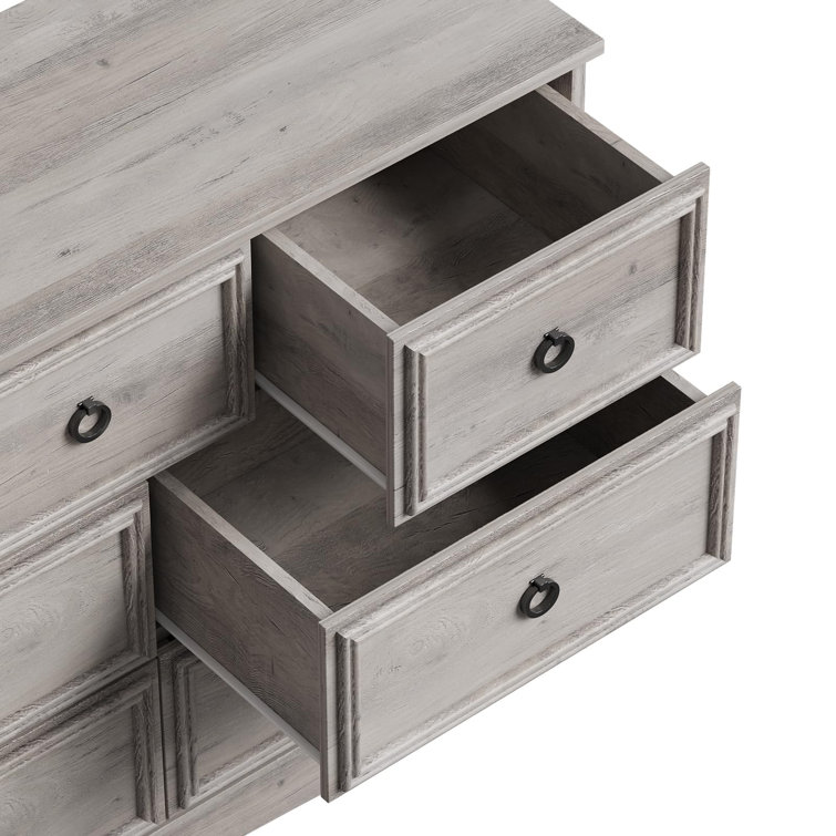 Gray Wood Grain 10-Drawer Horizontal Dresser