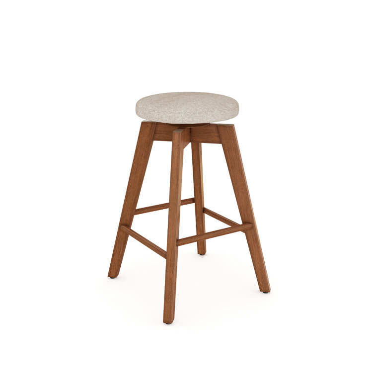 Amalia Antique Coffee Natural Wheat Swivel Leather Wood Counter Stool
