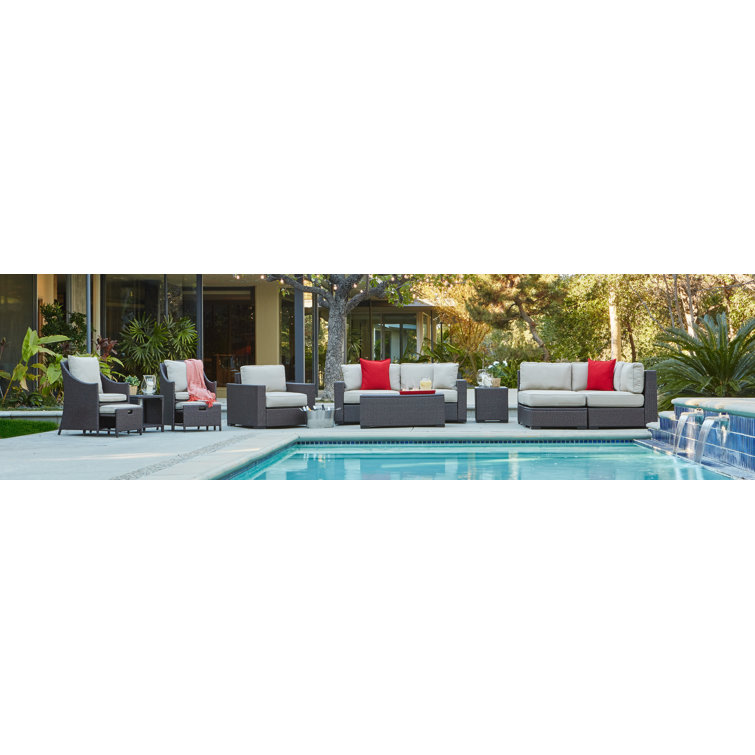Laguna 71" Brown Wicker Outdoor Sofa with Beige Cushions