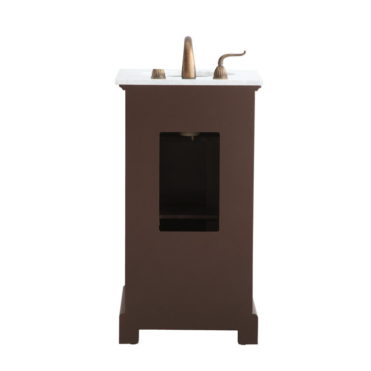 Teak and Marble 19'' Single Bathroom Vanity with Brushed Nickel Hardware