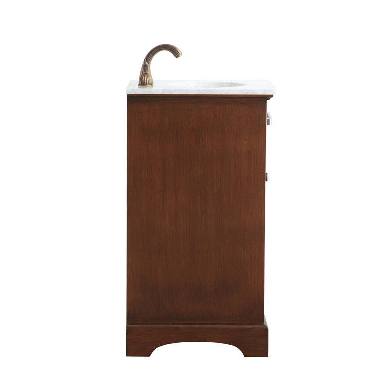 Teak and Marble 19'' Single Bathroom Vanity with Brushed Nickel Hardware