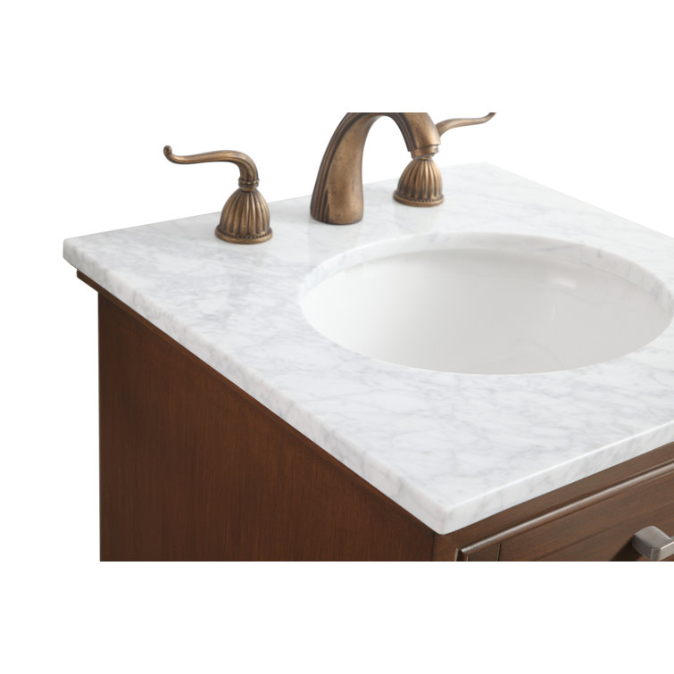 Teak and Marble 19'' Single Bathroom Vanity with Brushed Nickel Hardware