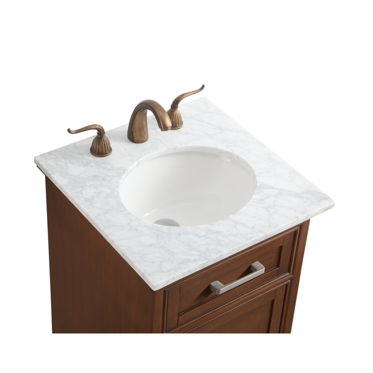 Teak and Marble 19'' Single Bathroom Vanity with Brushed Nickel Hardware