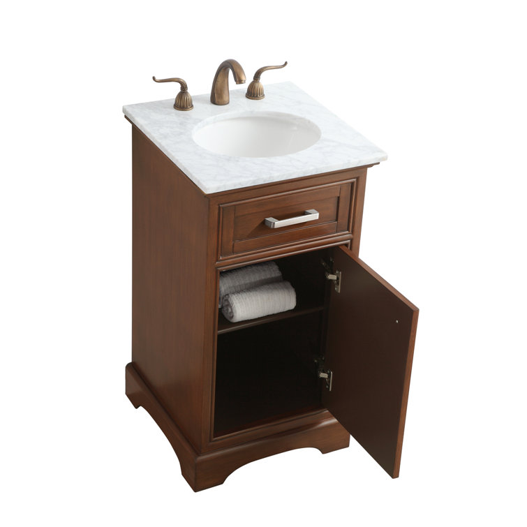 Teak and Marble 19'' Single Bathroom Vanity with Brushed Nickel Hardware