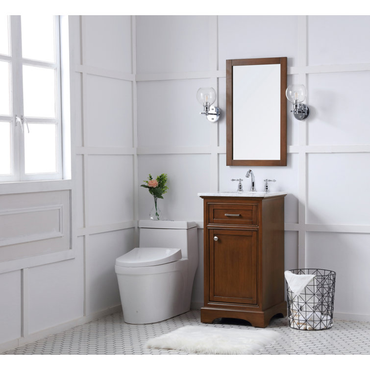 Teak and Marble 19'' Single Bathroom Vanity with Brushed Nickel Hardware