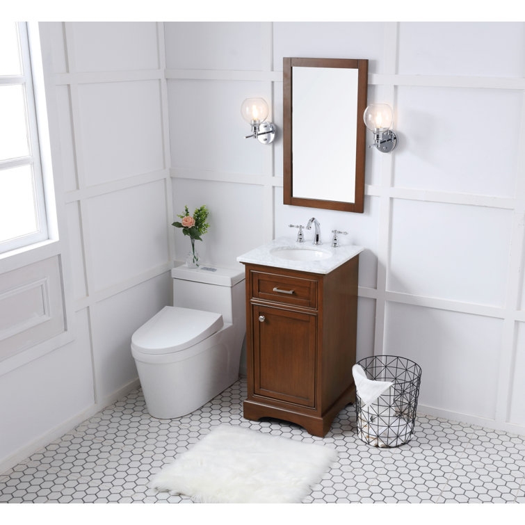 Teak and Marble 19'' Single Bathroom Vanity with Brushed Nickel Hardware