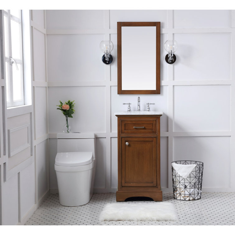 Teak and Marble 19'' Single Bathroom Vanity with Brushed Nickel Hardware