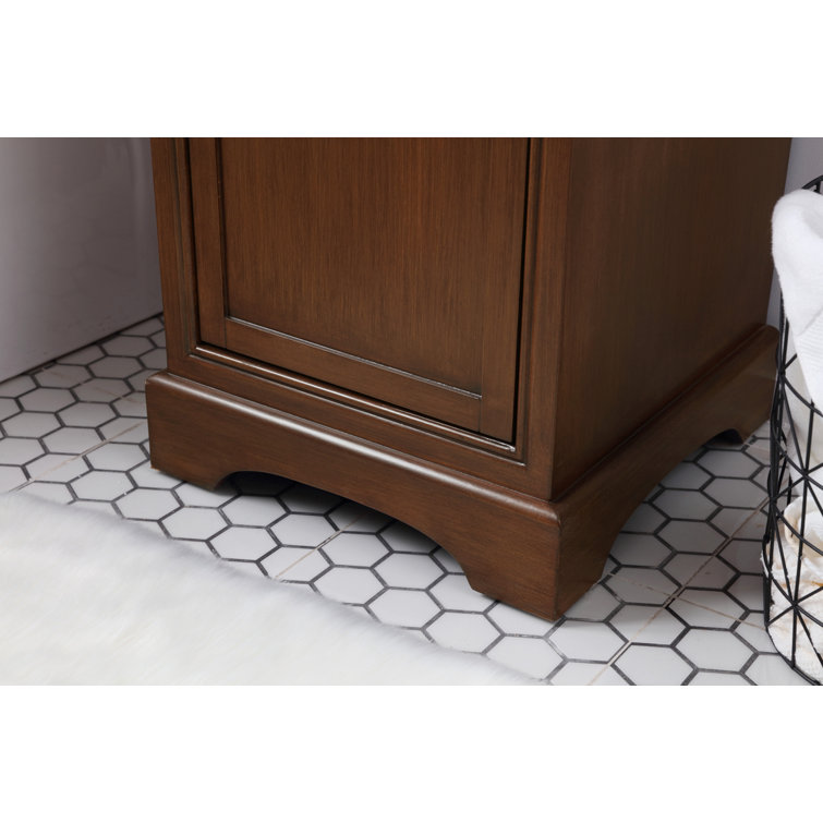 Teak and Marble 19'' Single Bathroom Vanity with Brushed Nickel Hardware