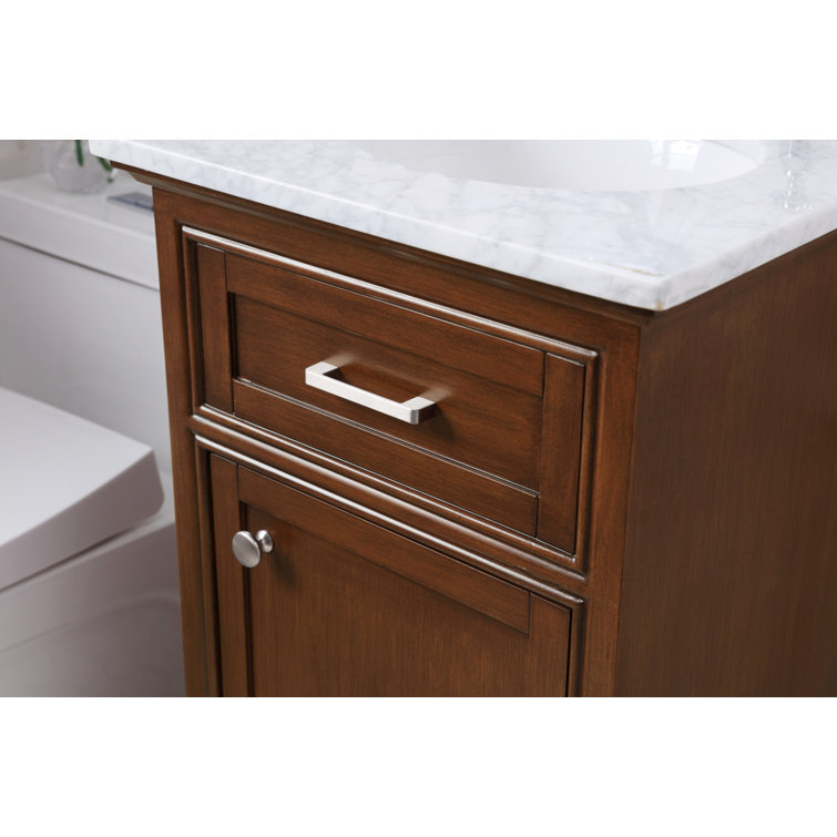 Teak and Marble 19'' Single Bathroom Vanity with Brushed Nickel Hardware