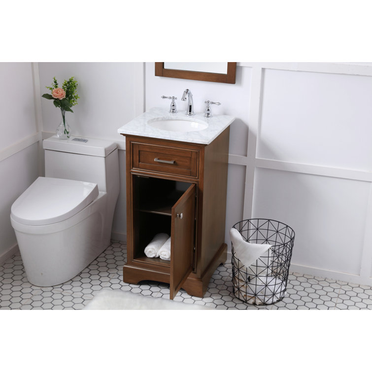 Teak and Marble 19'' Single Bathroom Vanity with Brushed Nickel Hardware