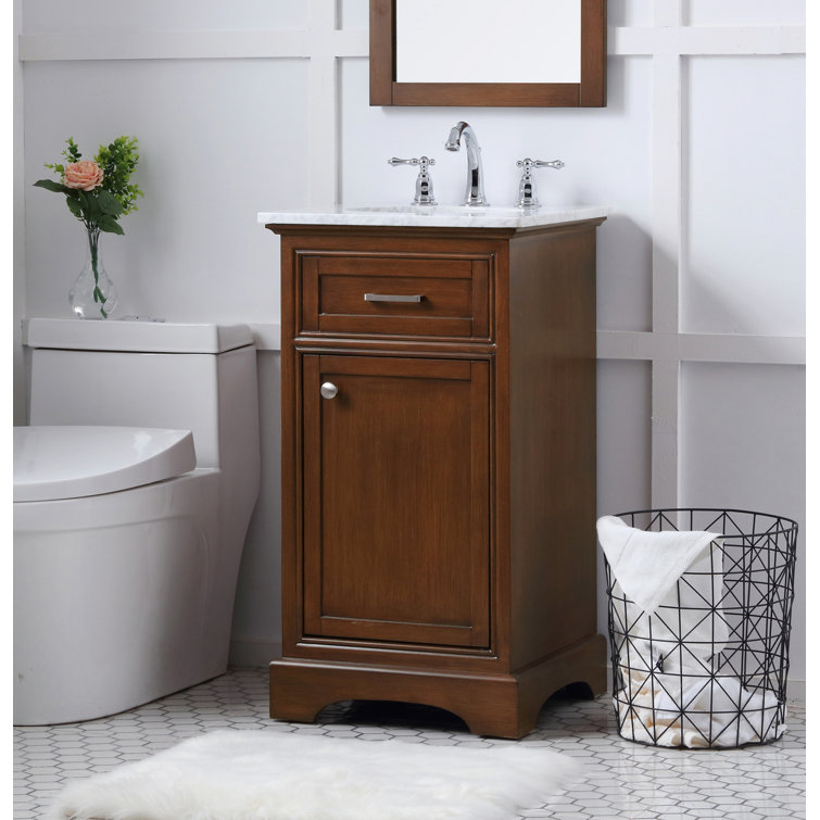 Teak and Marble 19'' Single Bathroom Vanity with Brushed Nickel Hardware