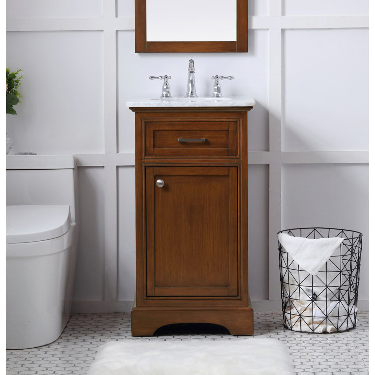 Teak and Marble 19'' Single Bathroom Vanity with Brushed Nickel Hardware