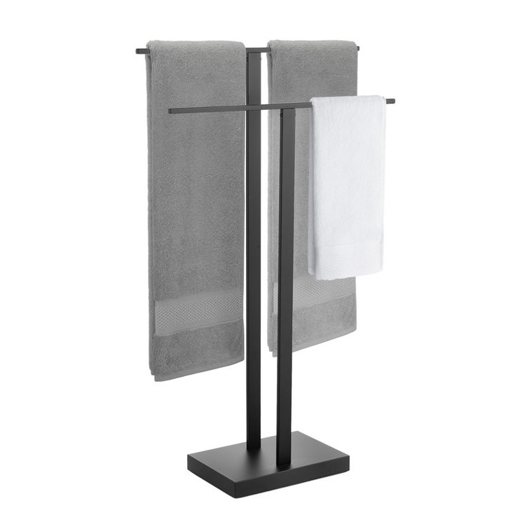 Matte Black Stainless Steel Freestanding 2-Tier Towel Rack