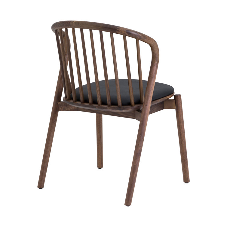 Echo Walnut Wood and Black Faux Leather Dining Chairs - Set of 2