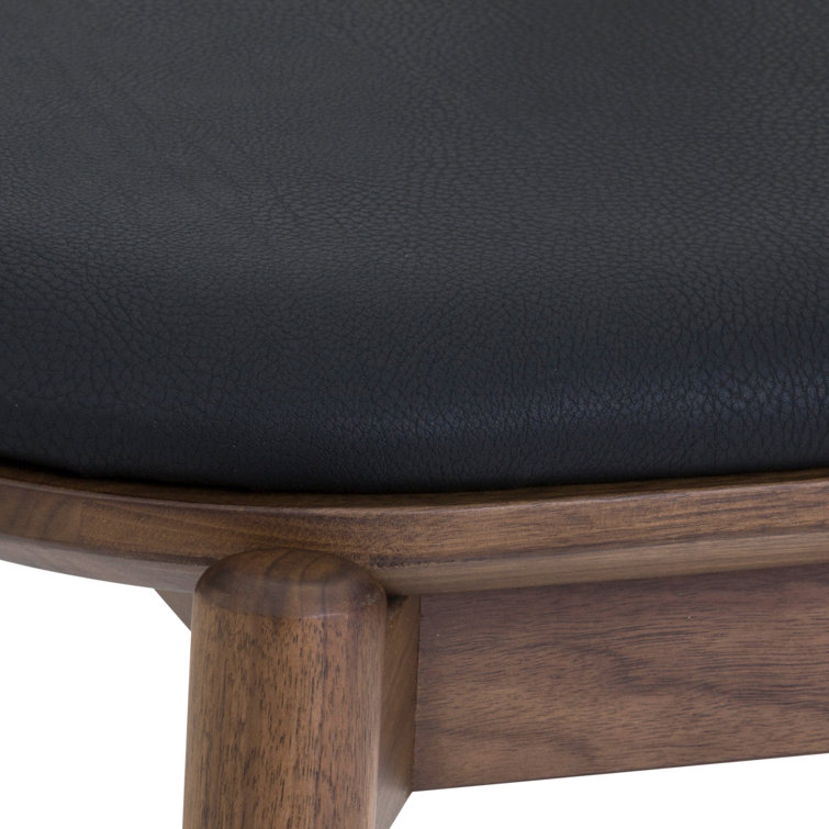 Echo Walnut Wood and Black Faux Leather Dining Chairs - Set of 2
