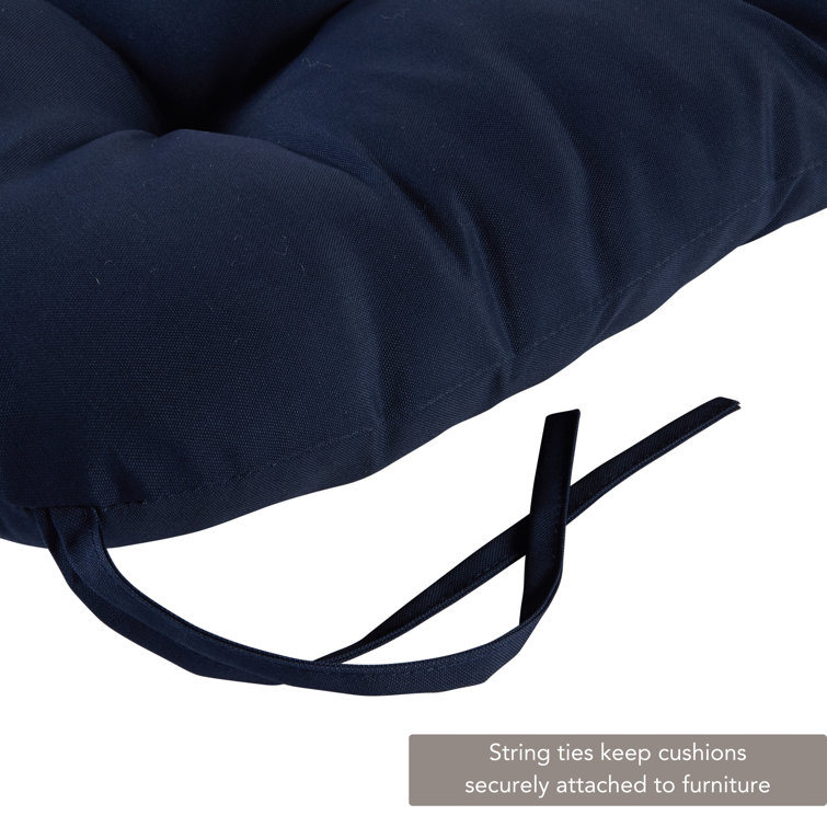 Navy Blue Polyester High Back Outdoor Chair Cushion