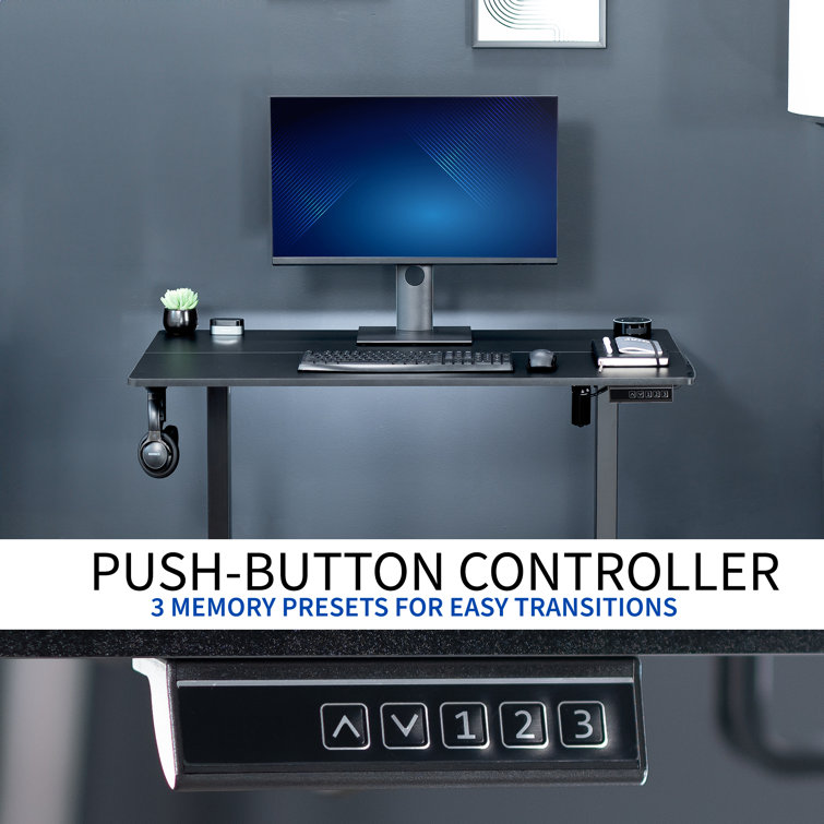 Black Adjustable Electric Standing Desk with Memory Controller