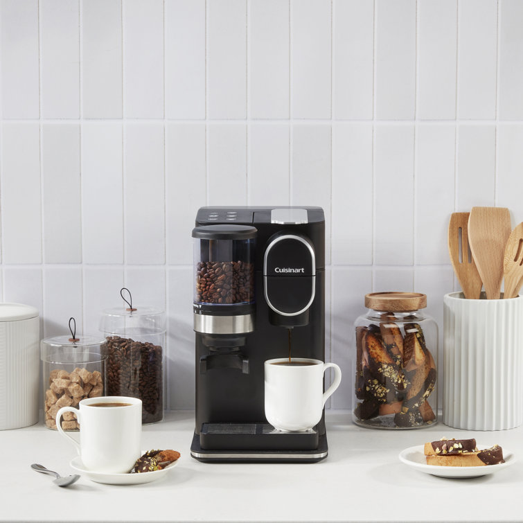 White Single-Serve Coffee Maker with Conical Burr Grinder